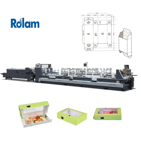 Machine de collage se pliante de boîte d'angle du carton 4 6 de papier de ligne droite simple entièrement automatique de Rolam pré