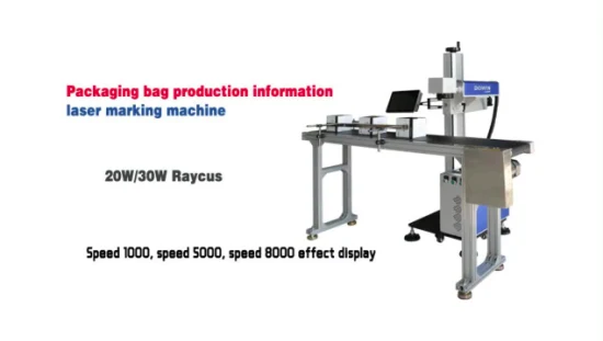 Machine de marquage laser CO2 volante en ligne, impression de numéros de dates et de dates à grande vitesse, pour ligne de production de bouteilles en PET